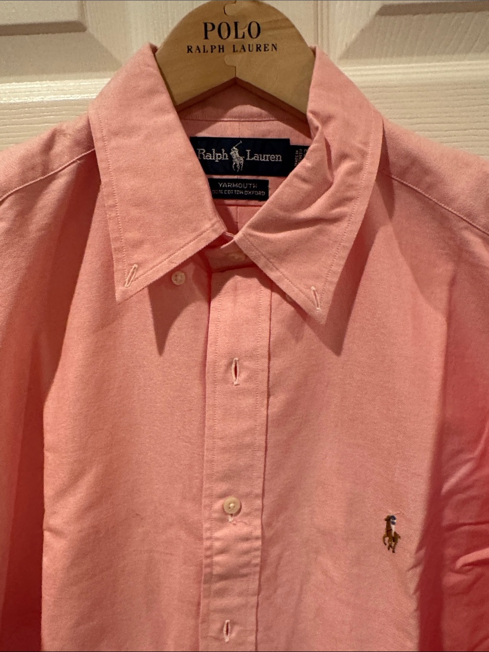 Vintage 1990s Polo Ralph Lauren Men's Light Pink Button-Down Oxford Cloth Shirt